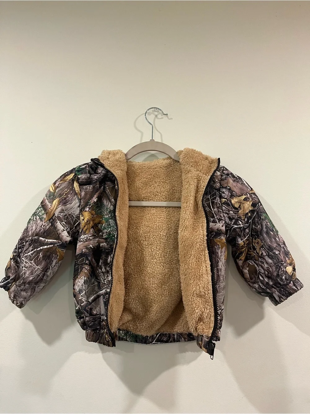 Kids Camo Hooded Jacket - Brown/Green